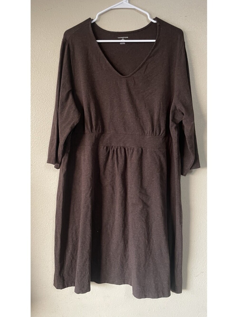 Lands End Solid Brown Plus Size Dress